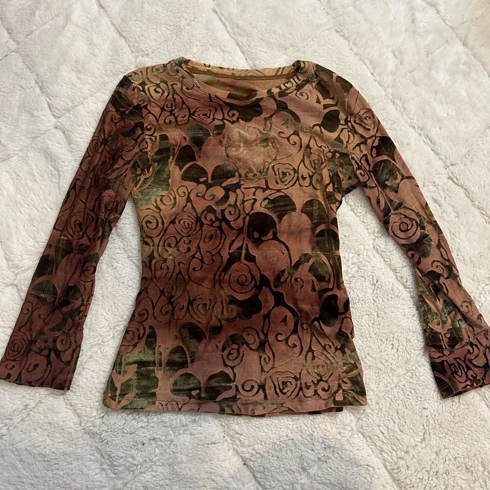 Vintage fitted velvet pattern long sleeve
